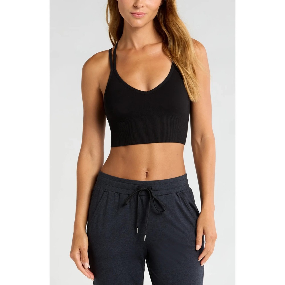 NWT Zella Rhythm Seamless Sports Bra Black Size XL